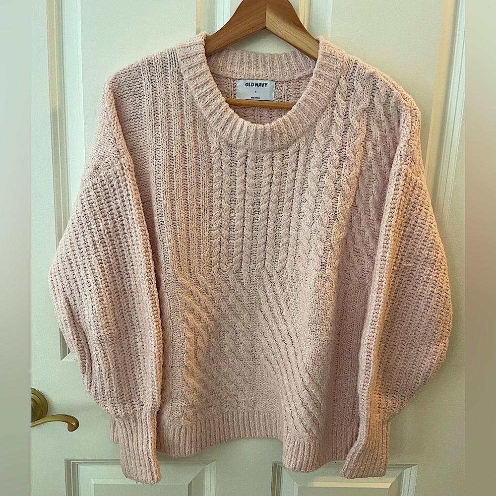 OLD NAVY LIGHT PINK CHUNKY KNIT SWEATER, S
